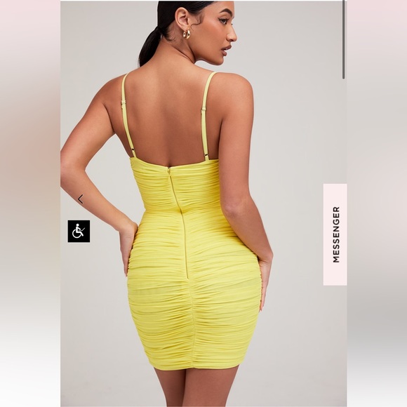 House of CB Mistress Rocks Lemon Plunge Mesh Dress - Picture 4 of 6